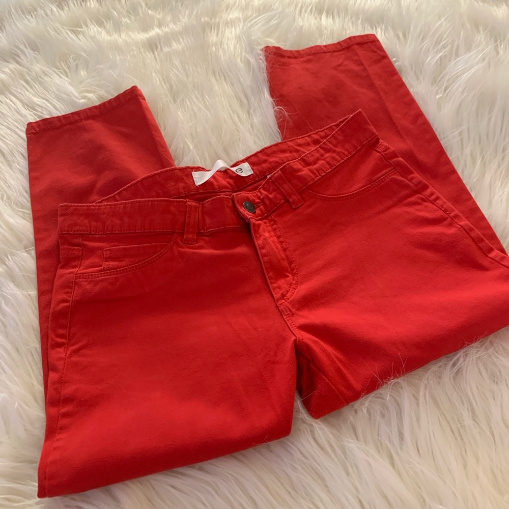 Joe Fresh Women Red Crop Capri Jeans